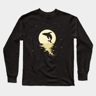 whale jumping to the moon Long Sleeve T-Shirt